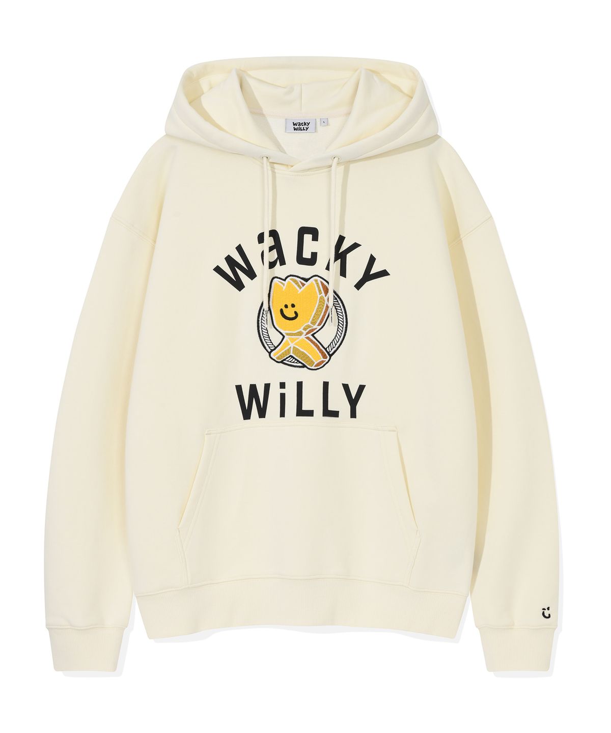 와키윌리(WACKY WILLY) 원포인트 그래픽 후드 크림