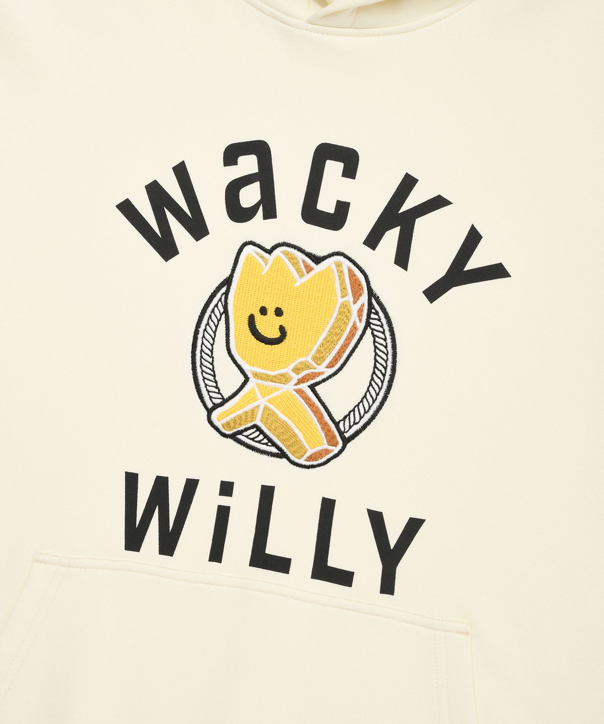 와키윌리(WACKY WILLY) 원포인트 그래픽 후드 크림