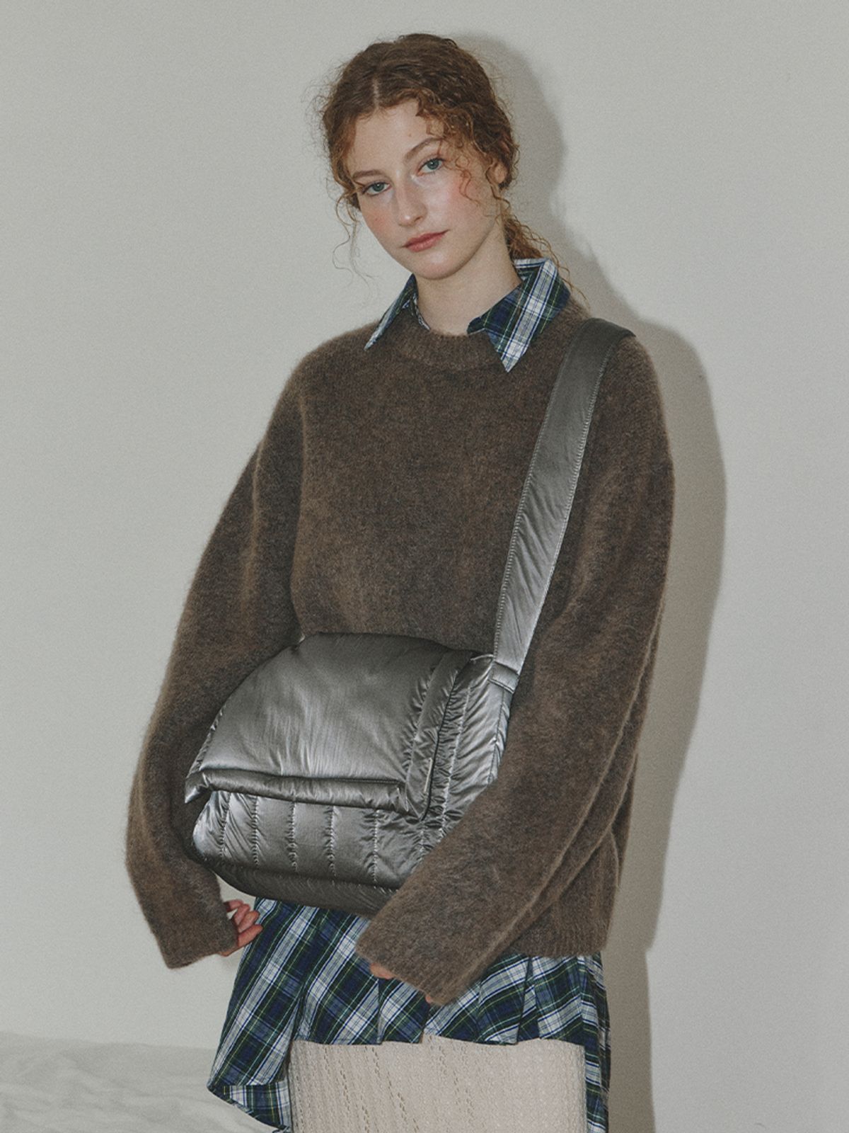 메종크렘(MAISON CREME) Canele Padding bag(L)_brown silver