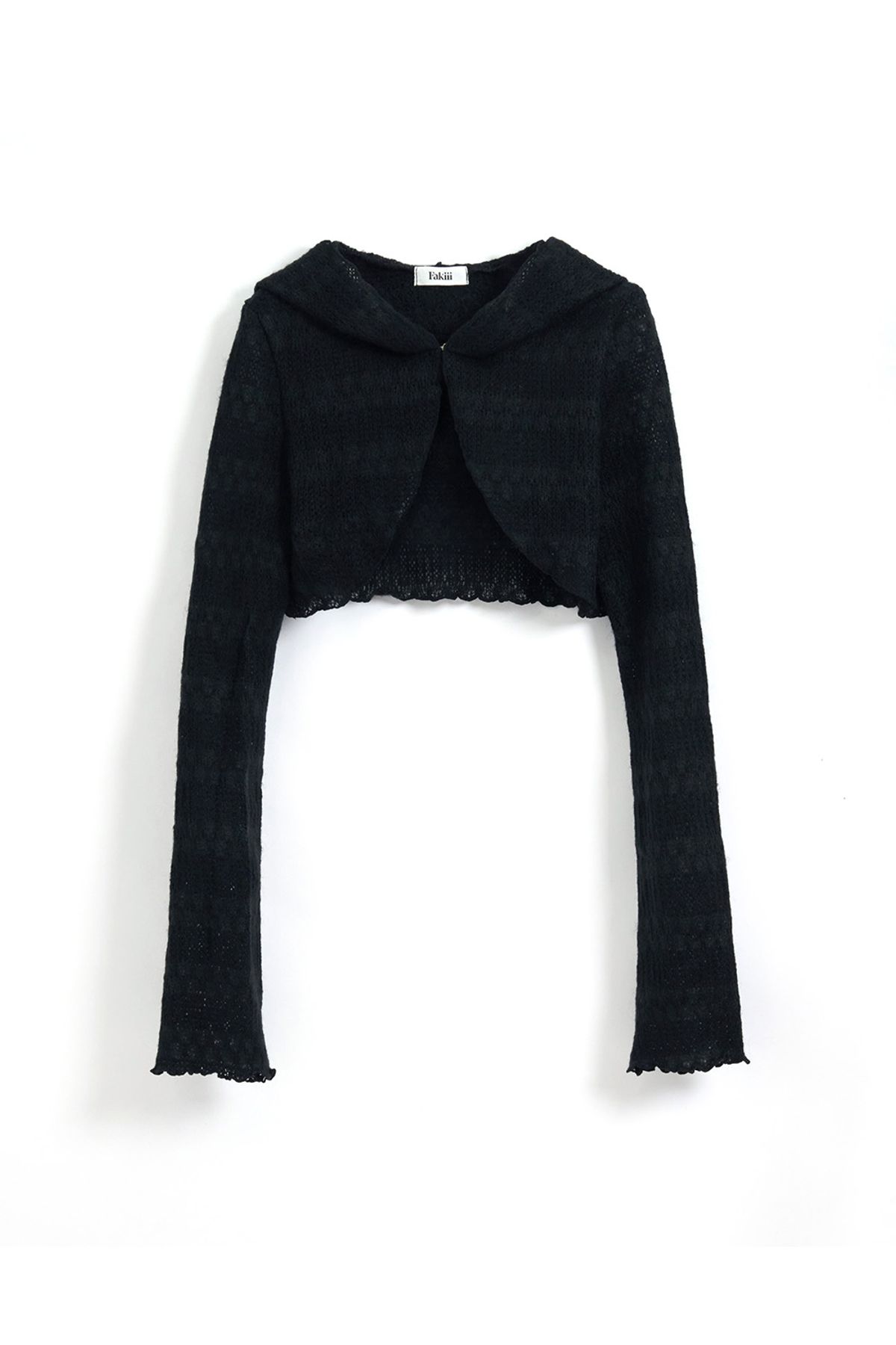 페이키(FAKIII) Wool Bolero Hoodie Cardigan_Black