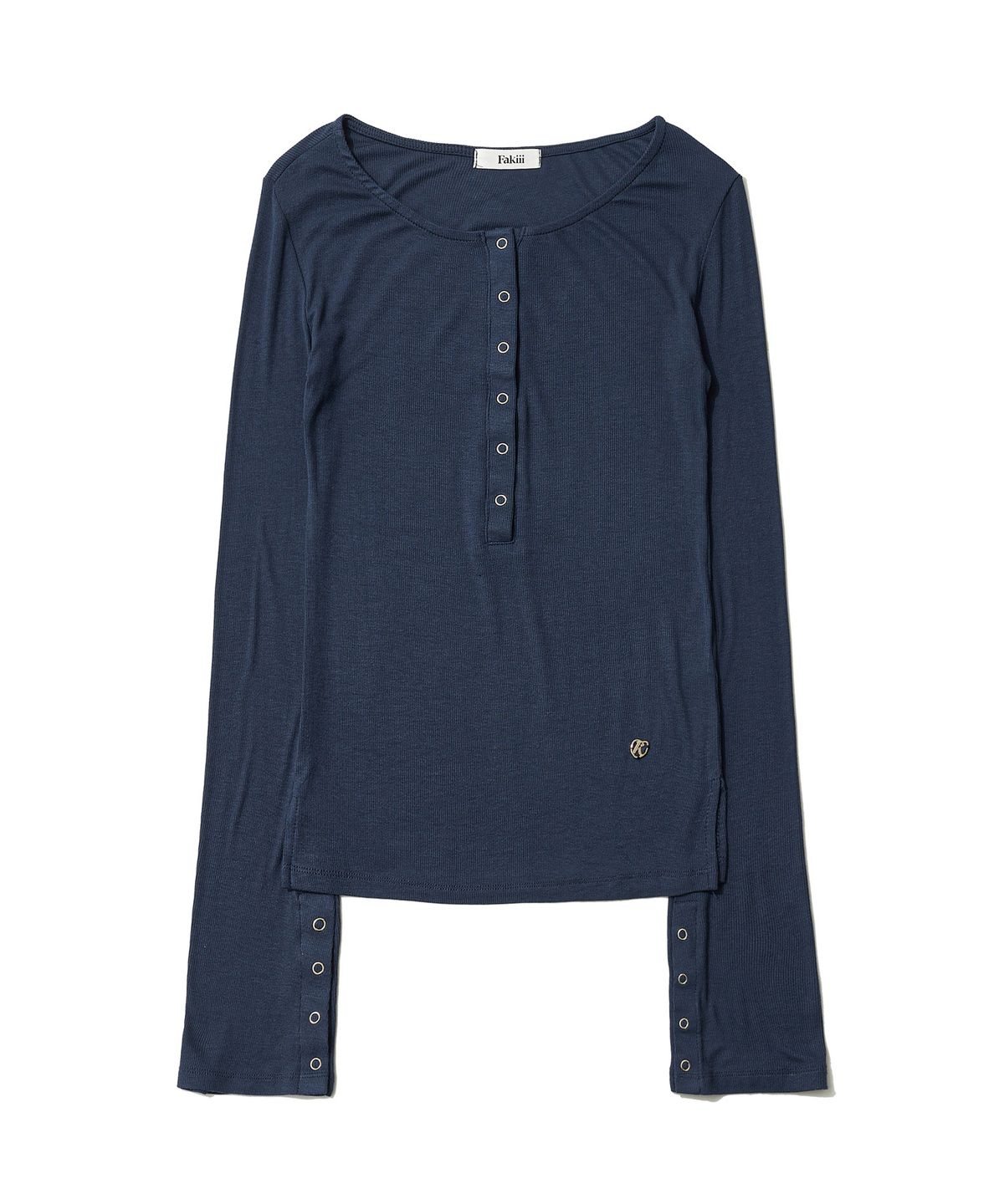페이키(FAKIII) Button Bell Line Knit_Navy