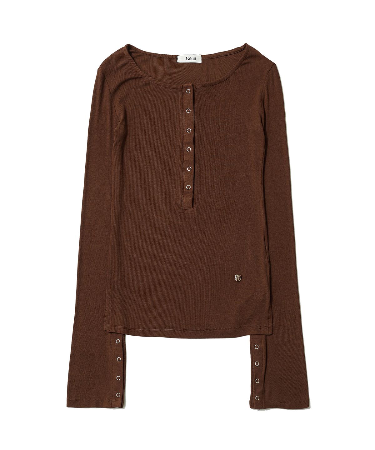 페이키(FAKIII) Button Bell Line Knit_Brown
