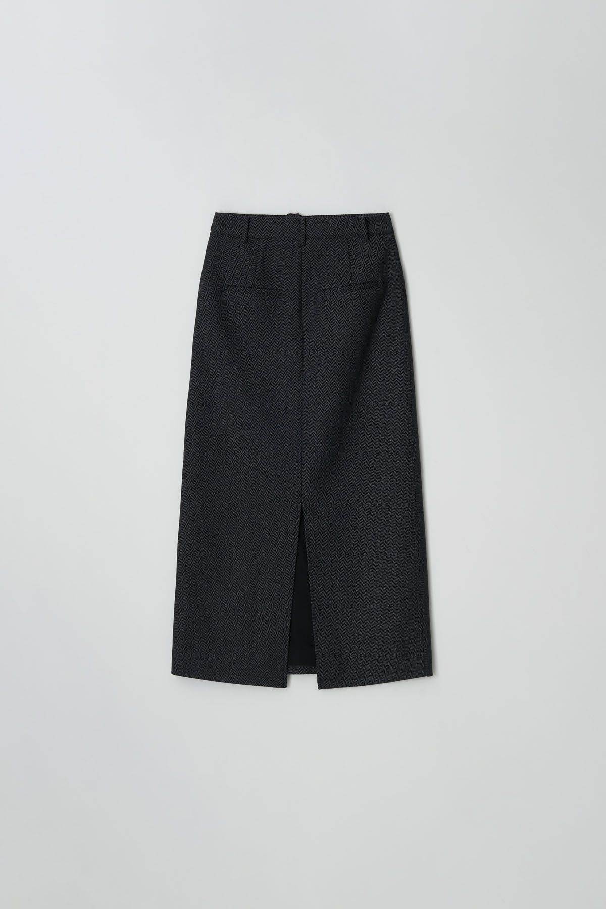 더페니(THE PENNY) WOOL HERRINGBONE LONG SKIRT - Charcoal