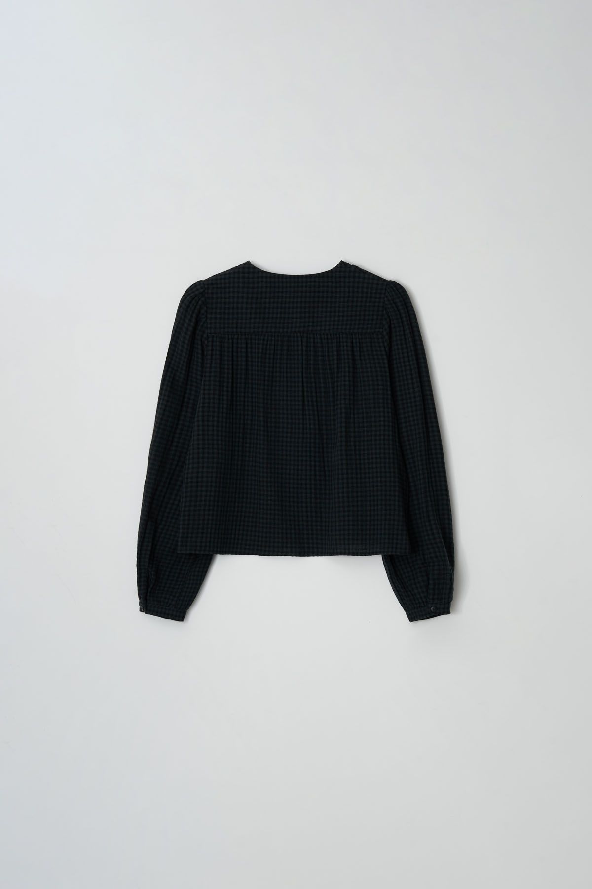 더페니(THE PENNY) CHECK SHIRING BLOUSE - Green