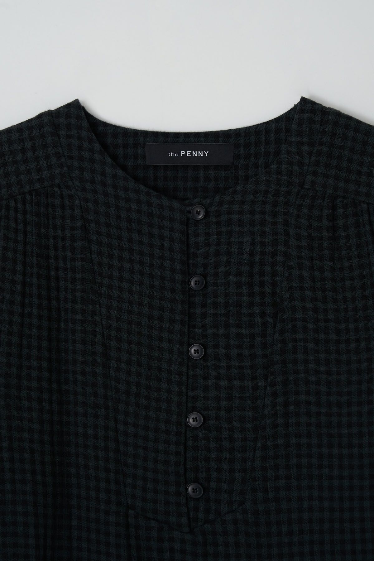 더페니(THE PENNY) CHECK SHIRING BLOUSE - Green