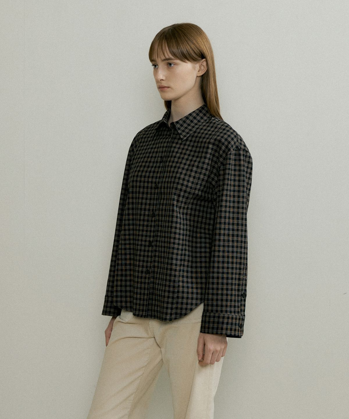 더페니(THE PENNY) CHECK RIBBON BLOUSE - Black