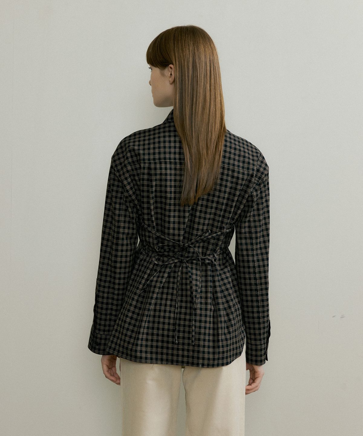 더페니(THE PENNY) CHECK RIBBON BLOUSE - Black