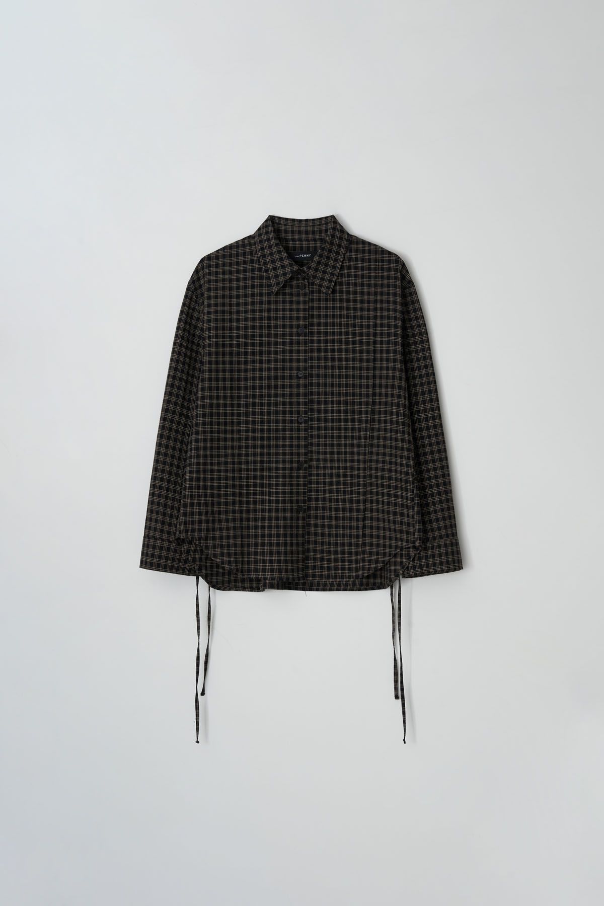 더페니(THE PENNY) CHECK RIBBON BLOUSE - Black