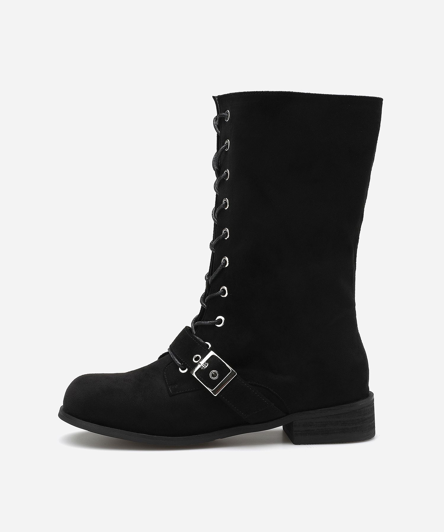 【SALT&CHOCOLATE】Saddle Buckle Rain Boots Black MUSINSA | SALT AND CHOCOLATE Lace-up buckle boots 412446005