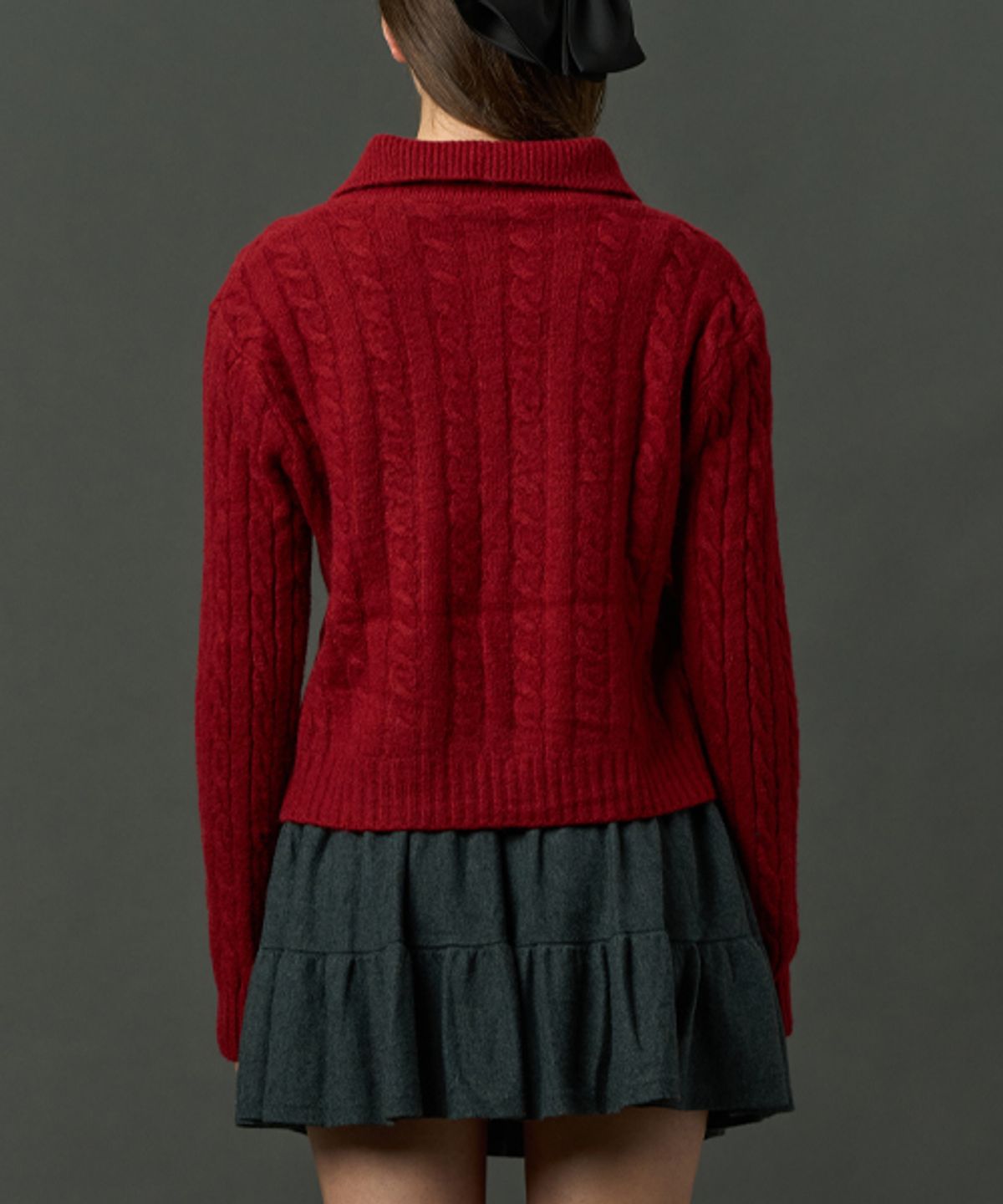 시티팝즈(CITYPOPZ) [CP] 겨울 니트 투웨이 꽈배기 집업 가디건 [레드]