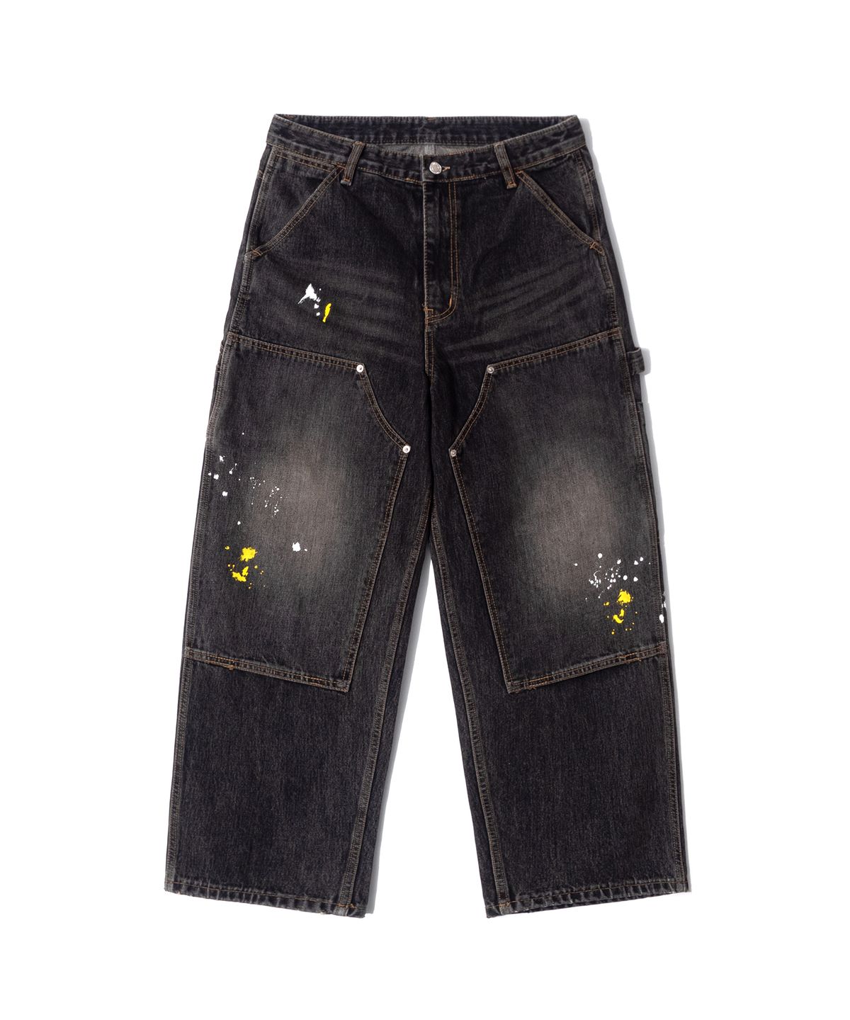 큐티에잇 가먼츠(QT8 GARMENTS) RG Painted Double Knee Washed Pants (Black)
