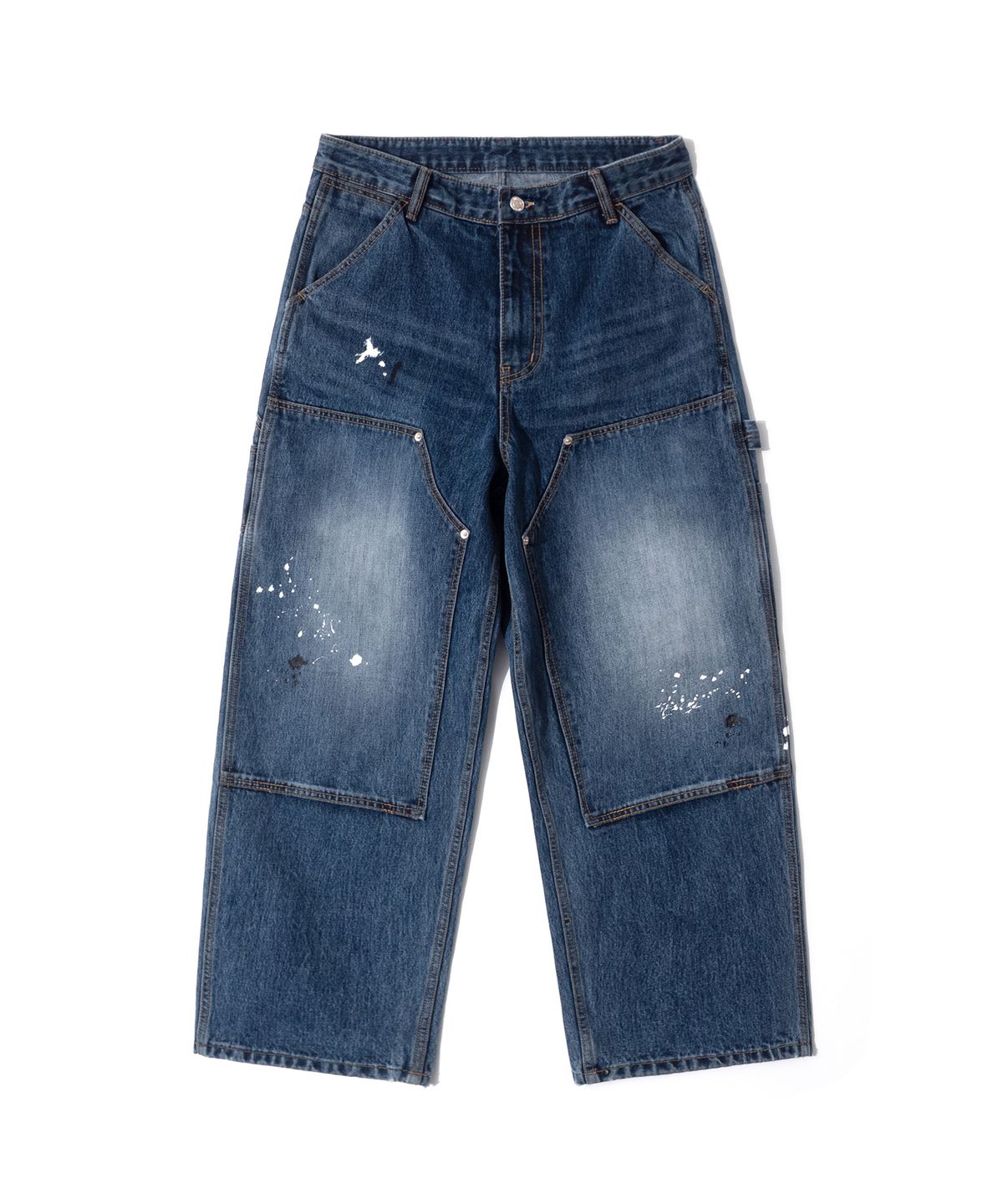 큐티에잇 가먼츠(QT8 GARMENTS) RG Painted Double Knee Washed Pants (Blue)