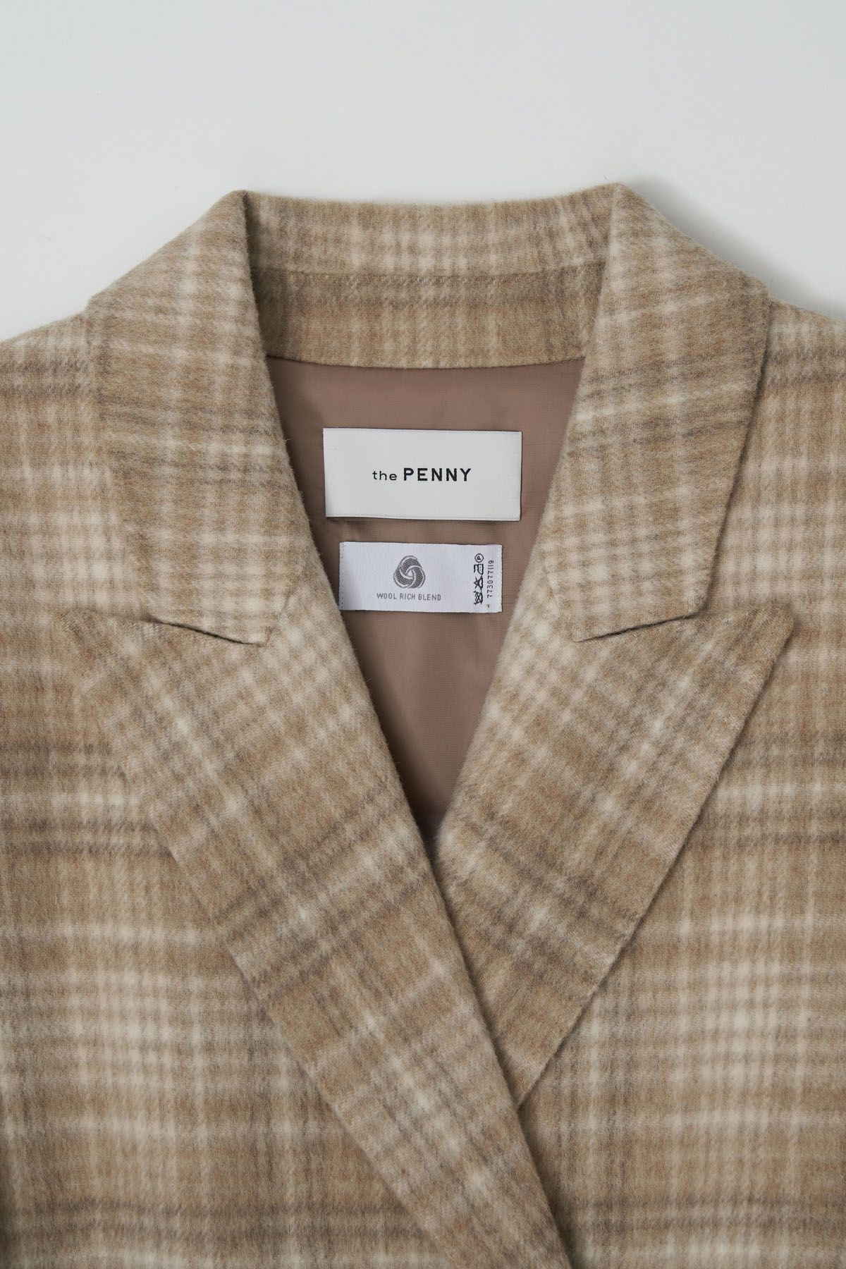 더페니(THE PENNY) CHECK LONG HANDMADE COAT - Beige