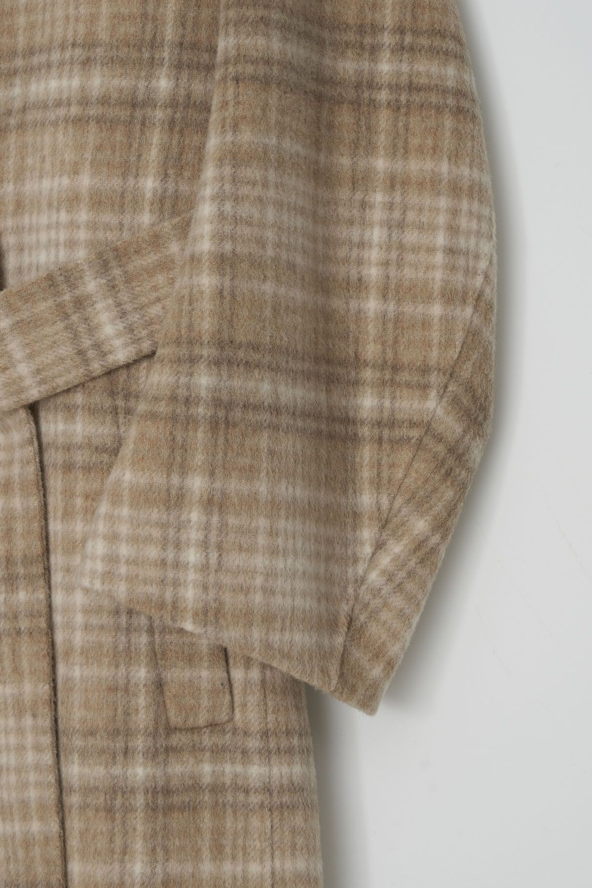 더페니(THE PENNY) CHECK LONG HANDMADE COAT - Beige