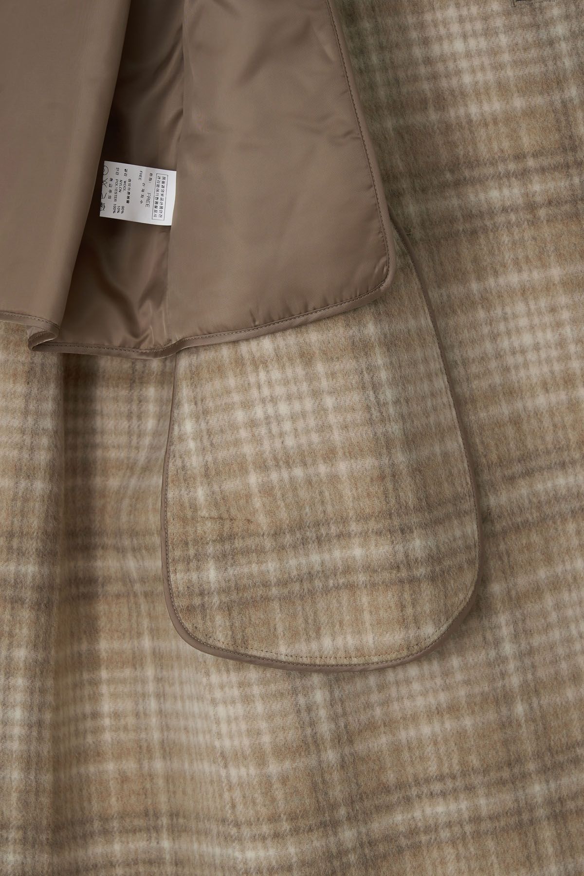 더페니(THE PENNY) CHECK LONG HANDMADE COAT - Beige