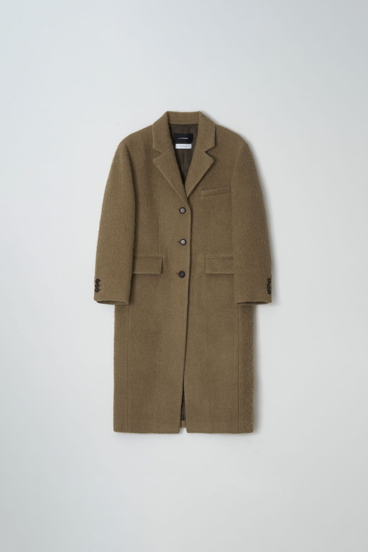 더페니(THE PENNY) THREE BUTTON ALPACA LONG COAT - Khaki Beige
