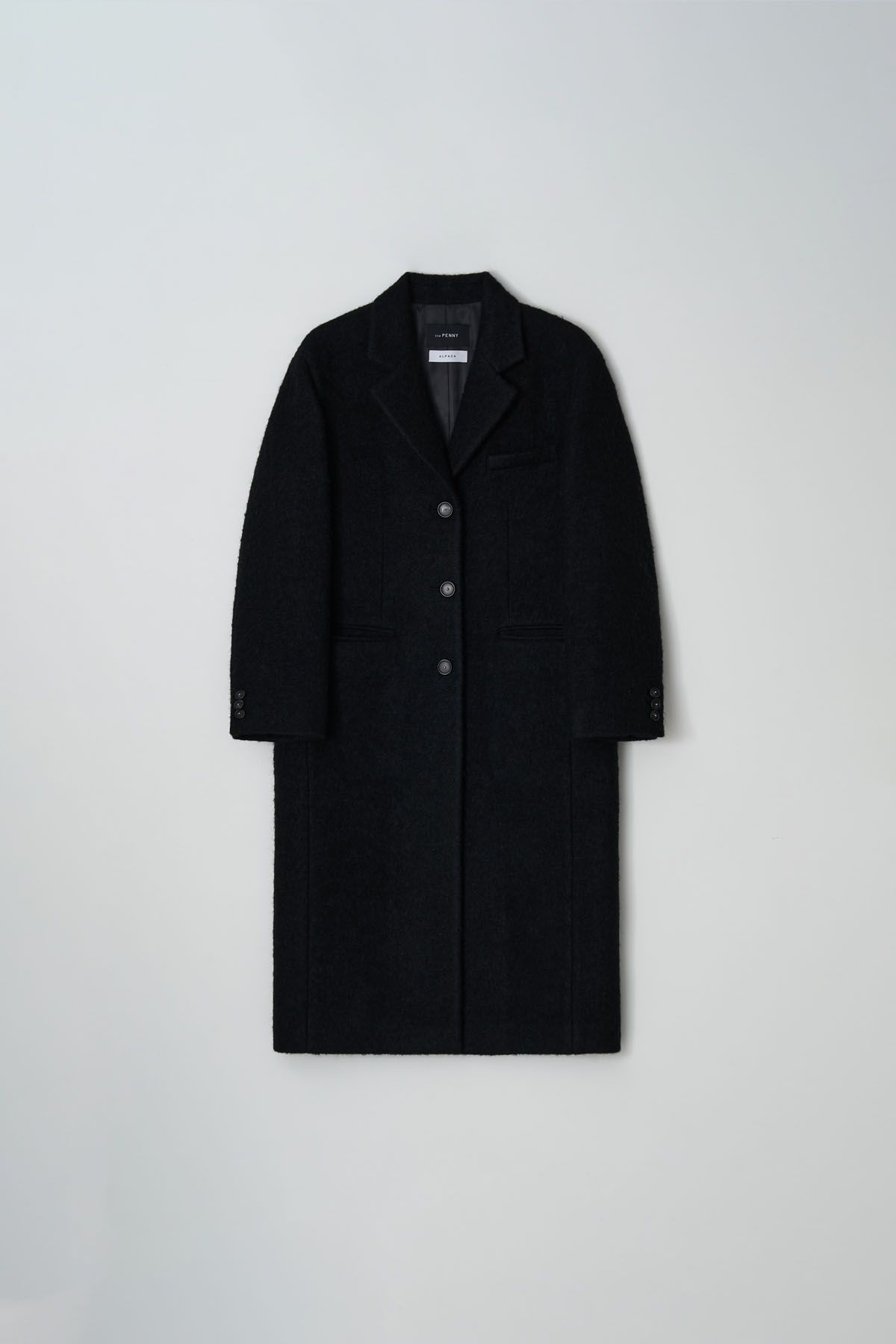 더페니(THE PENNY) THREE BUTTON ALPACA LONG COAT - Black