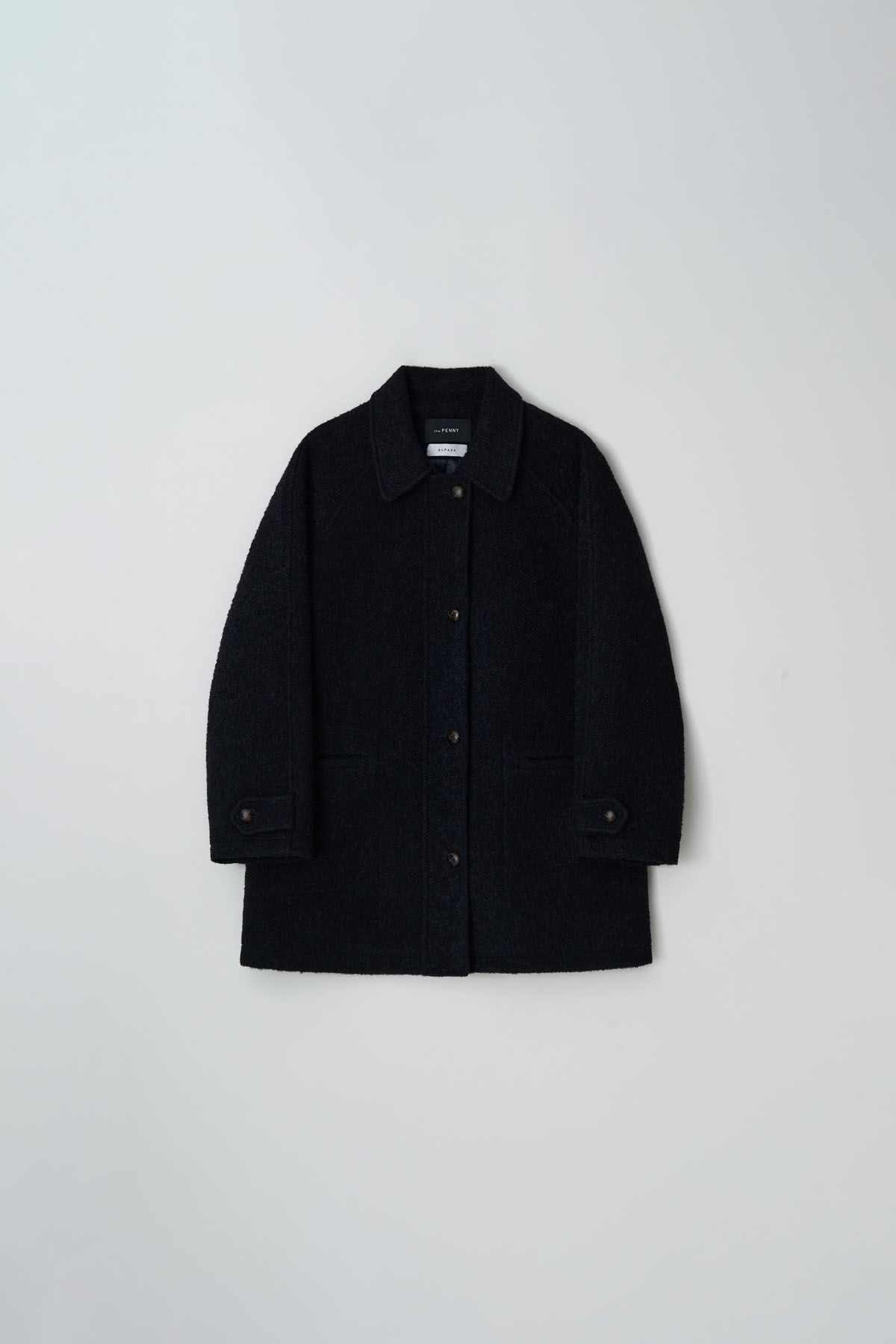 더페니(THE PENNY) ALPACA BOUCLE HALF ZIPUP COAT - Navy