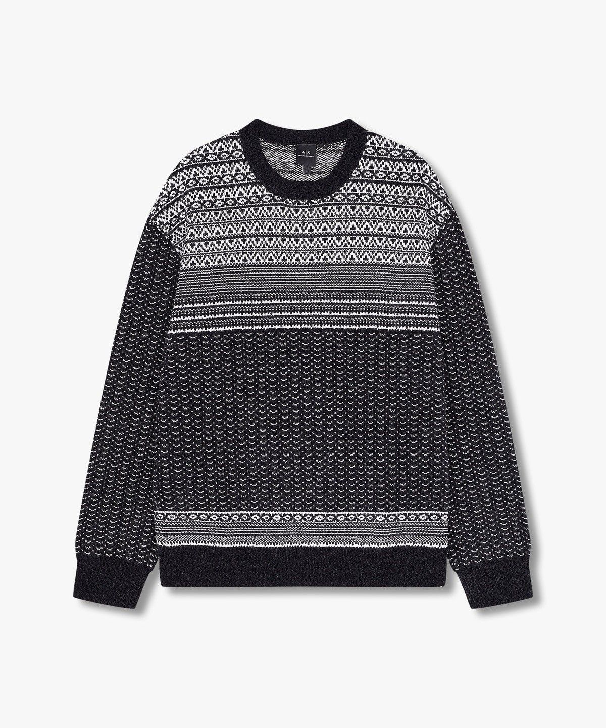 아르마니 익스체인지(ARMANI EXCHANGE) 남성 패턴드 크루넥 니트 풀오버_블랙 A414332030