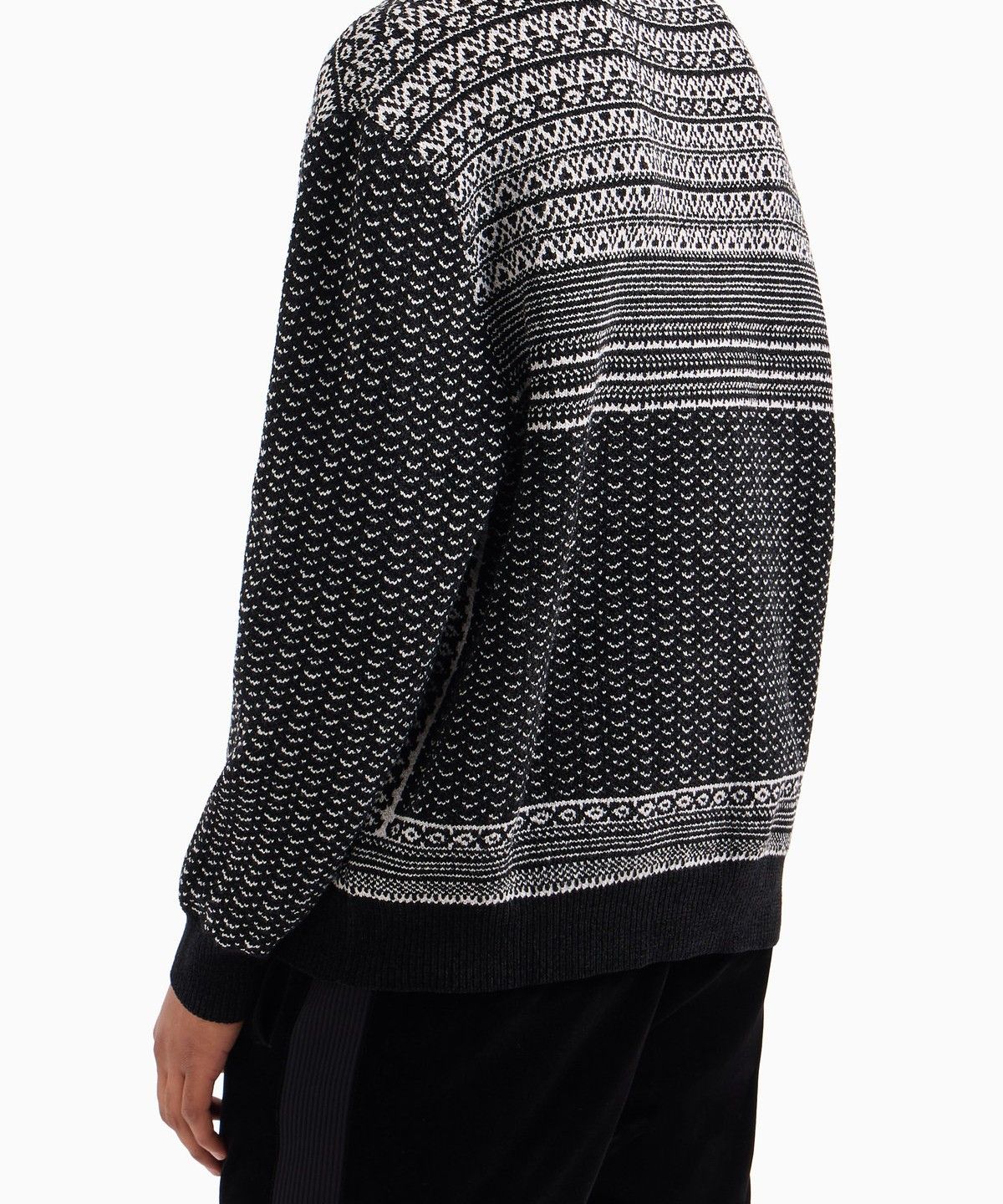 아르마니 익스체인지(ARMANI EXCHANGE) 남성 패턴드 크루넥 니트 풀오버_블랙 A414332030