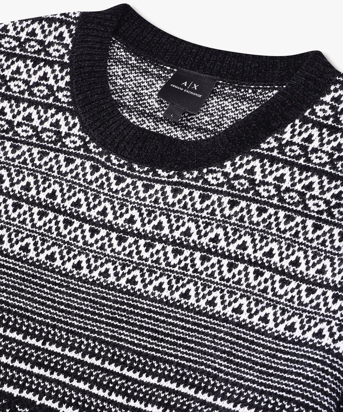 아르마니 익스체인지(ARMANI EXCHANGE) 남성 패턴드 크루넥 니트 풀오버_블랙 A414332030