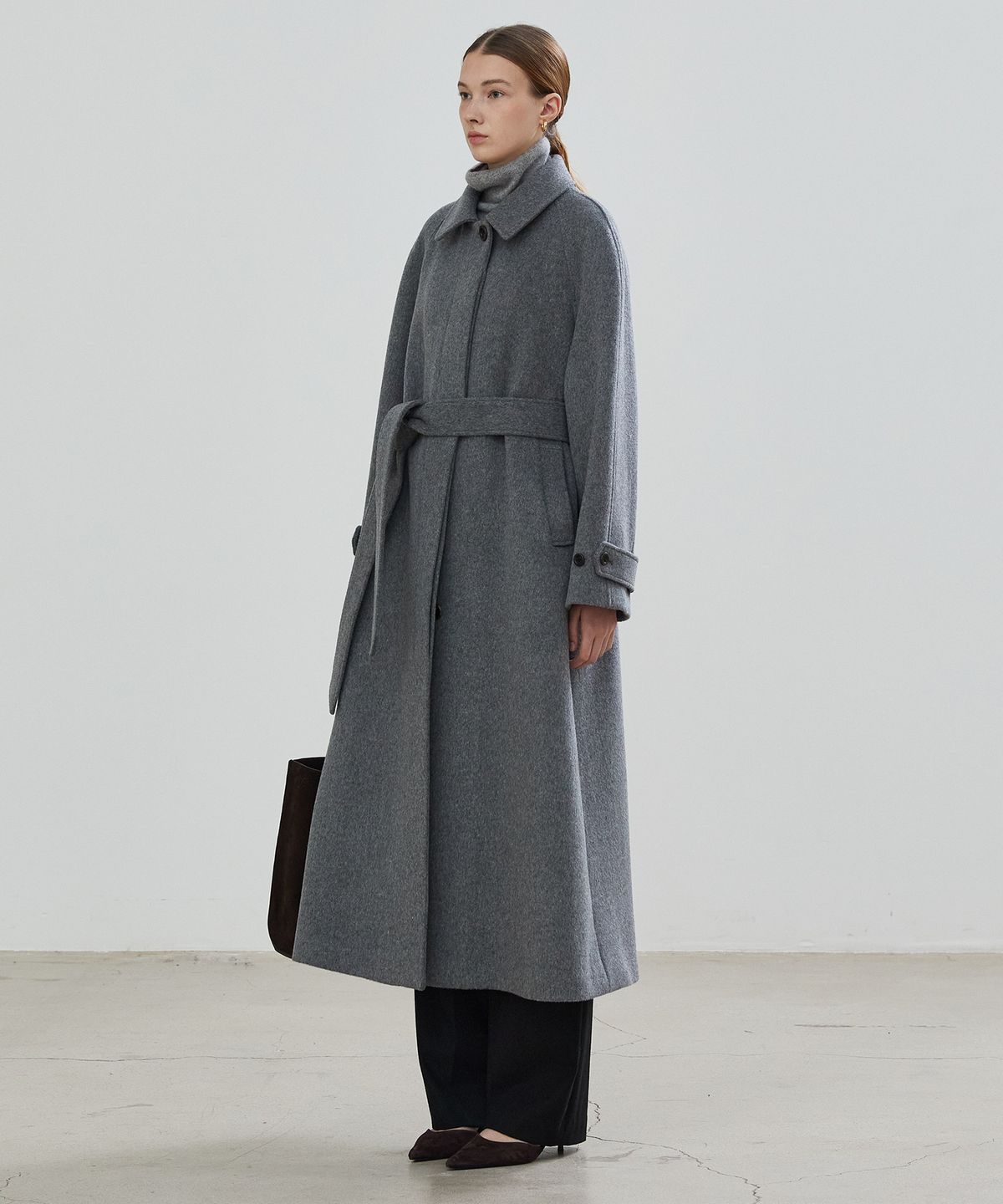 노티아(NOTIA) WOOL SINGLE BALMACAAN COAT - GRAY