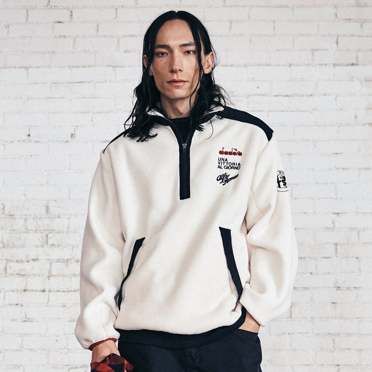 디아도라(diadora) 알파로메오 플리스 아노락 IVORY