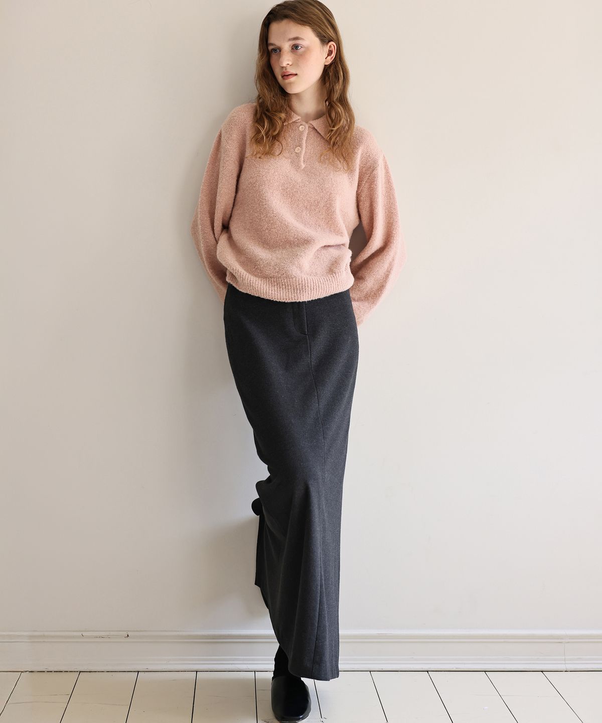 앤니즈(ANDNEEDS) Monica long skirt (charcoal)