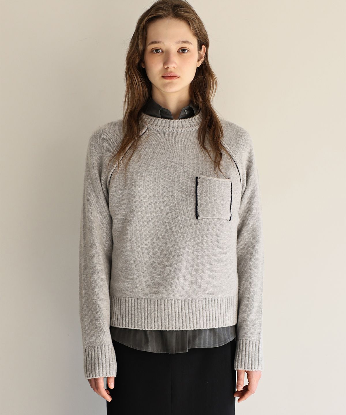 앤니즈(ANDNEEDS) Tape raglan knit (gray)