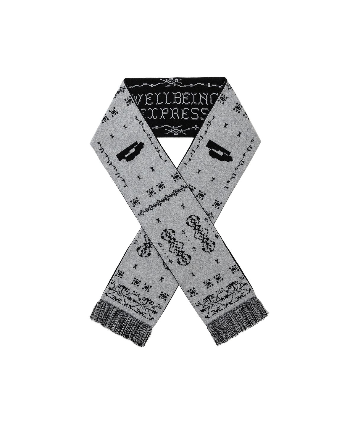 웰빙익스프레스(WELLBEING EXPRESS) Wool Jacquard Muffler Black