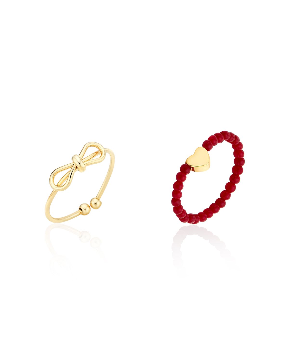 하스(HAS) [SET] HU010 Ribbon & heart beads ring set