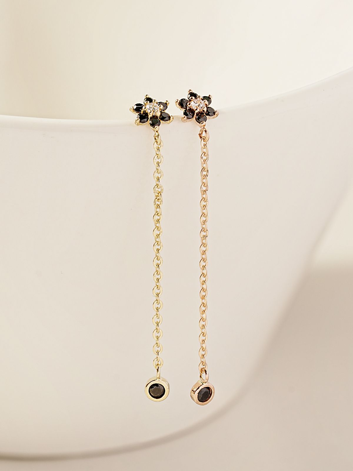 미니멀피어싱(MINIMALPIERCING) 14K 롱체인 드롭 플라워 피어싱 귀걸이