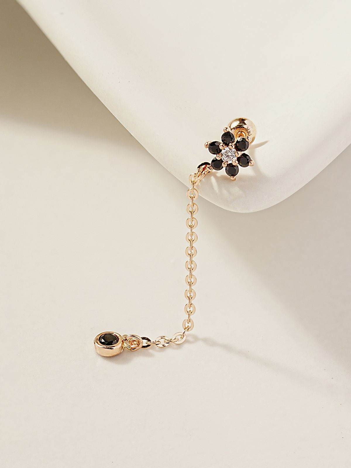 미니멀피어싱(MINIMALPIERCING) 14K 롱체인 드롭 플라워 피어싱 귀걸이