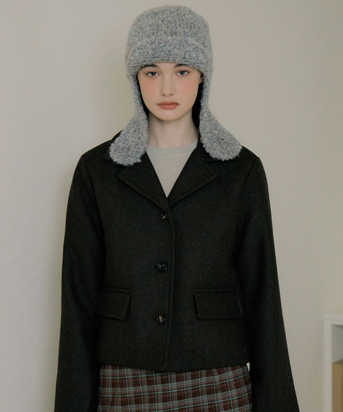 리올그(REORG) SOFT EARFLAP HAT MINT GRAY