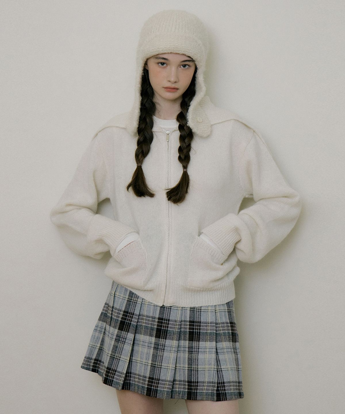 리올그(REORG) EOT CHECKERED PLEATS MINI SKIRT GRAY