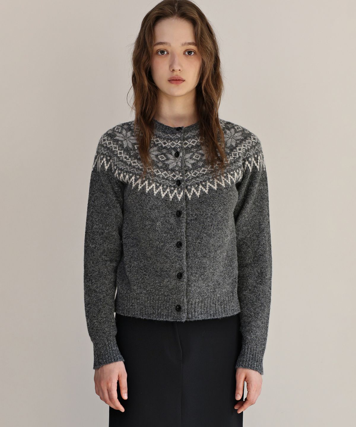 앤니즈(ANDNEEDS) Sierra nordic cardigan (charcoal)