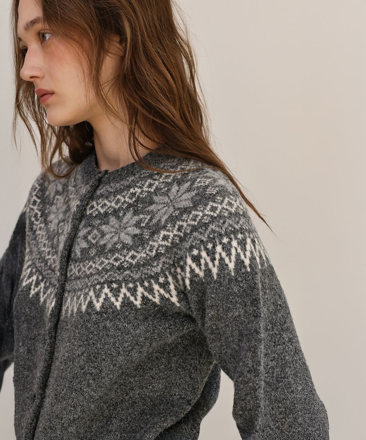 앤니즈(ANDNEEDS) Sierra nordic cardigan (charcoal)