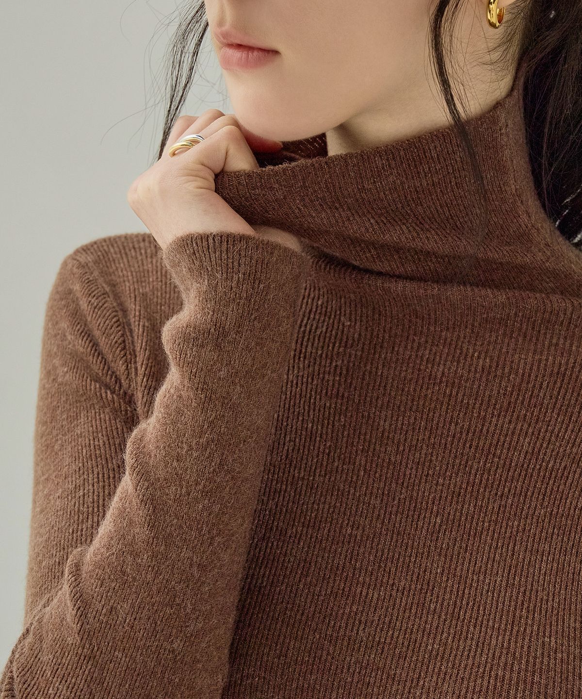 논앤논(NON AND NON) HIGH TURTLENECK KNIT_NFKN4135 (BROWN)