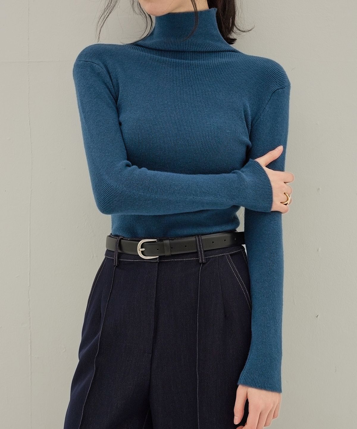 논앤논(NON AND NON) HIGH TURTLENECK KNIT_NFKN4135 (BLUE-GREEN)