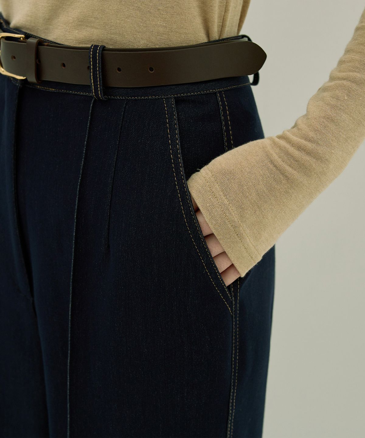 논앤논(NON AND NON) SLIM TAILORED DENIM SLACKS_NFSL4154 (DEEP BLUE)