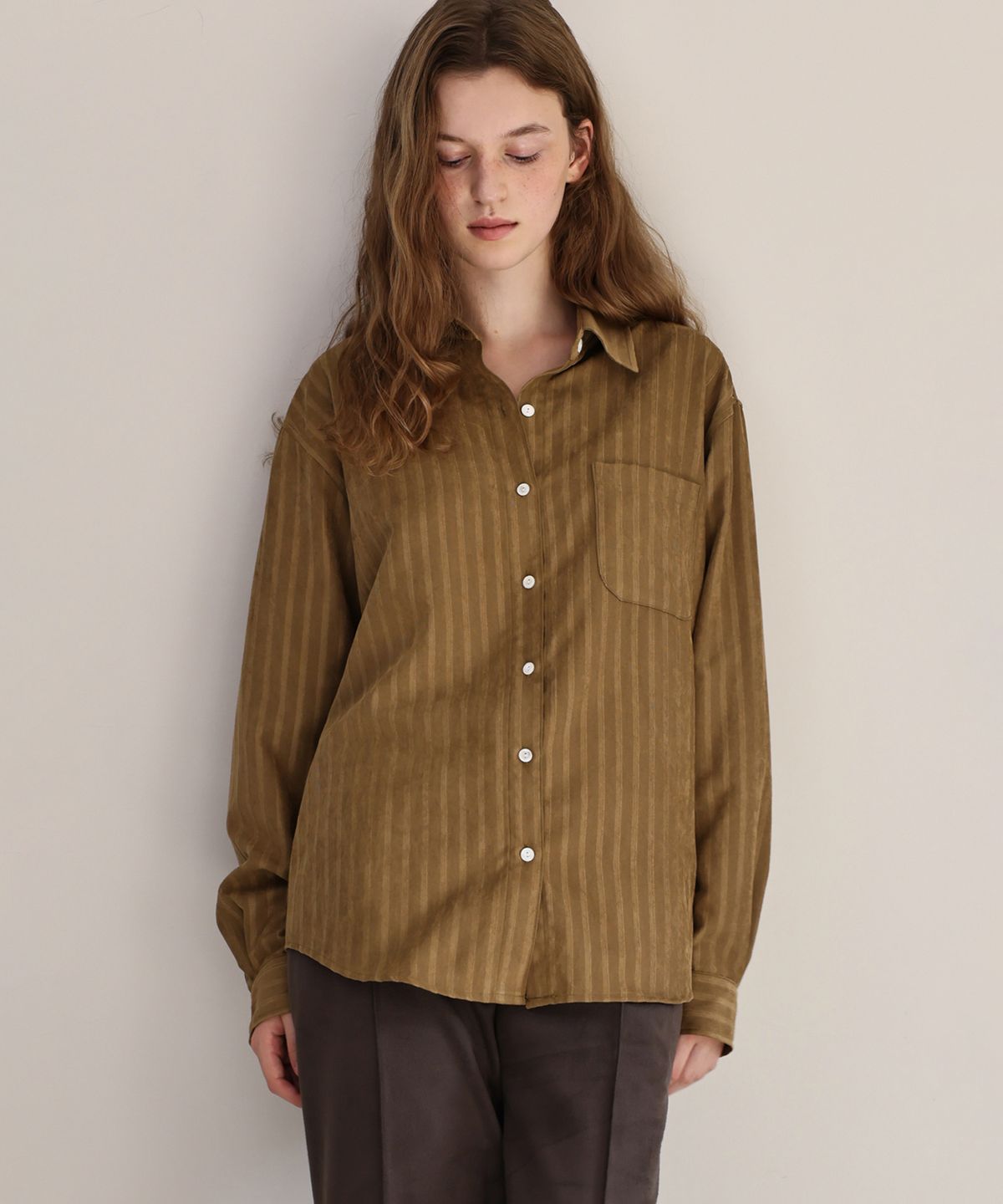 앤니즈(ANDNEEDS) Monte stripe shirt (olive)
