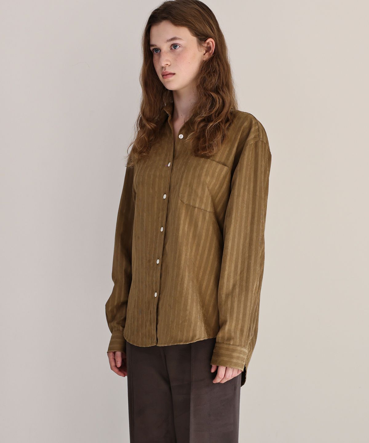 앤니즈(ANDNEEDS) Monte stripe shirt (olive)