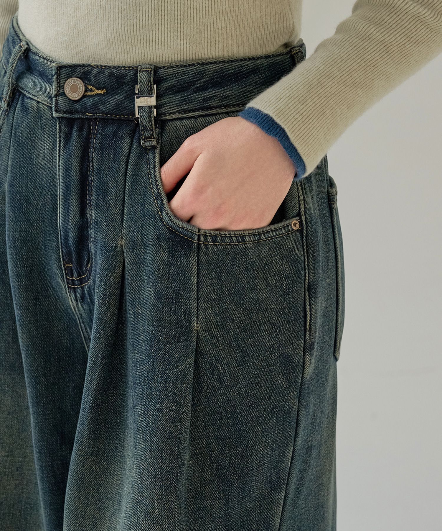 MUSINSA | NON AND NON STITCH PINTUCK WIDE DENIM