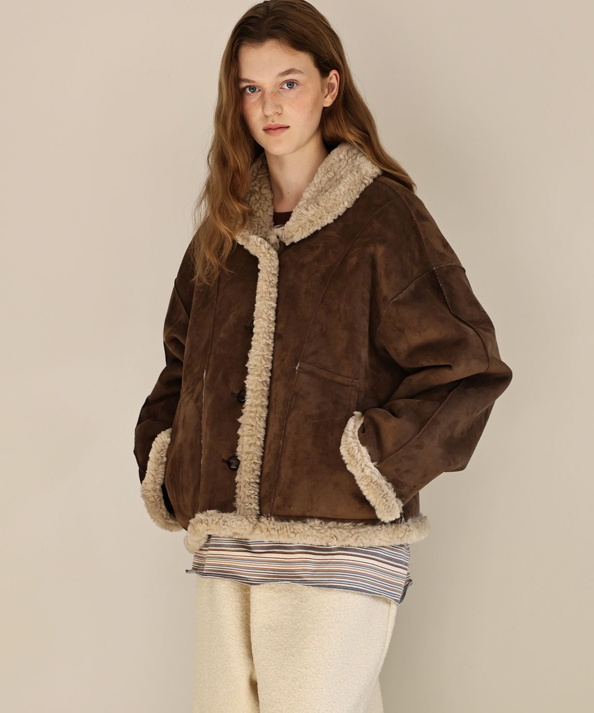 앤니즈(ANDNEEDS) Shawl collar reversible jacket (brown)