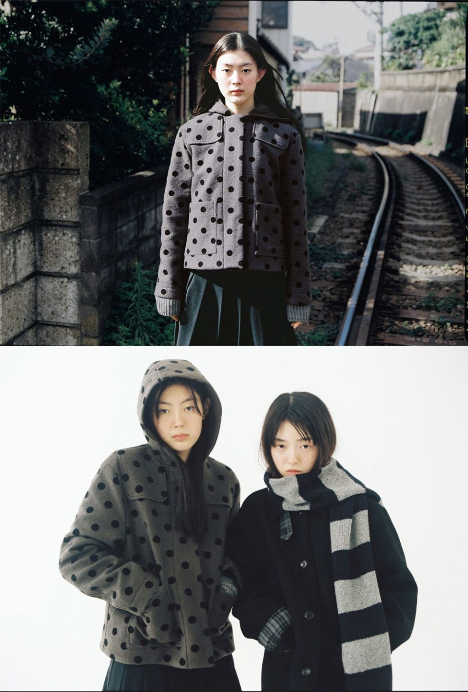 MUSINSA公式 | OHESHIO HOODED HALF COAT, DOT BROWN