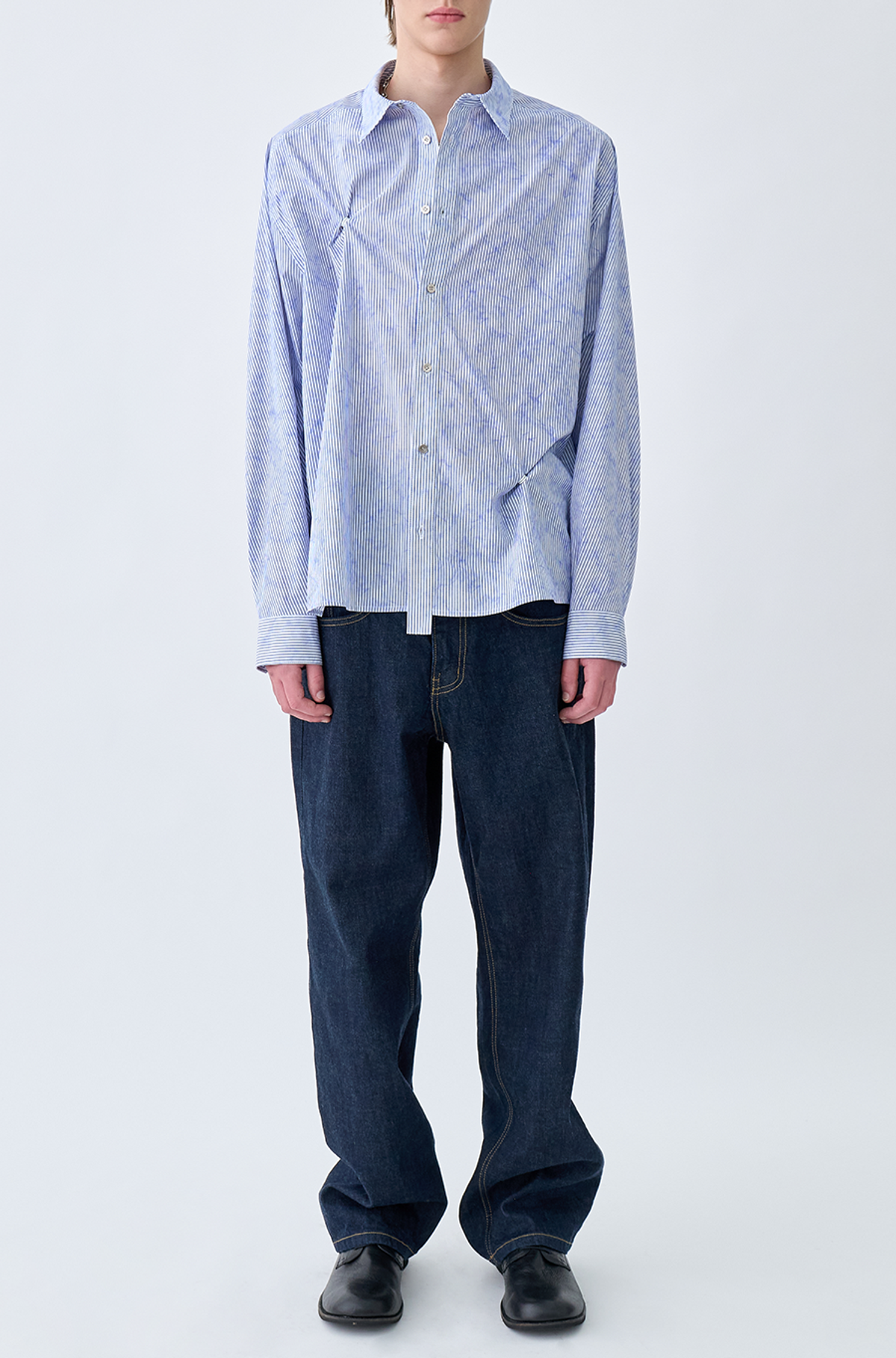 유체 프레타 포르테(YOUCHE PRET A PORTER) AR STRIPED SUN-GRIB SHIRTS Skyblue