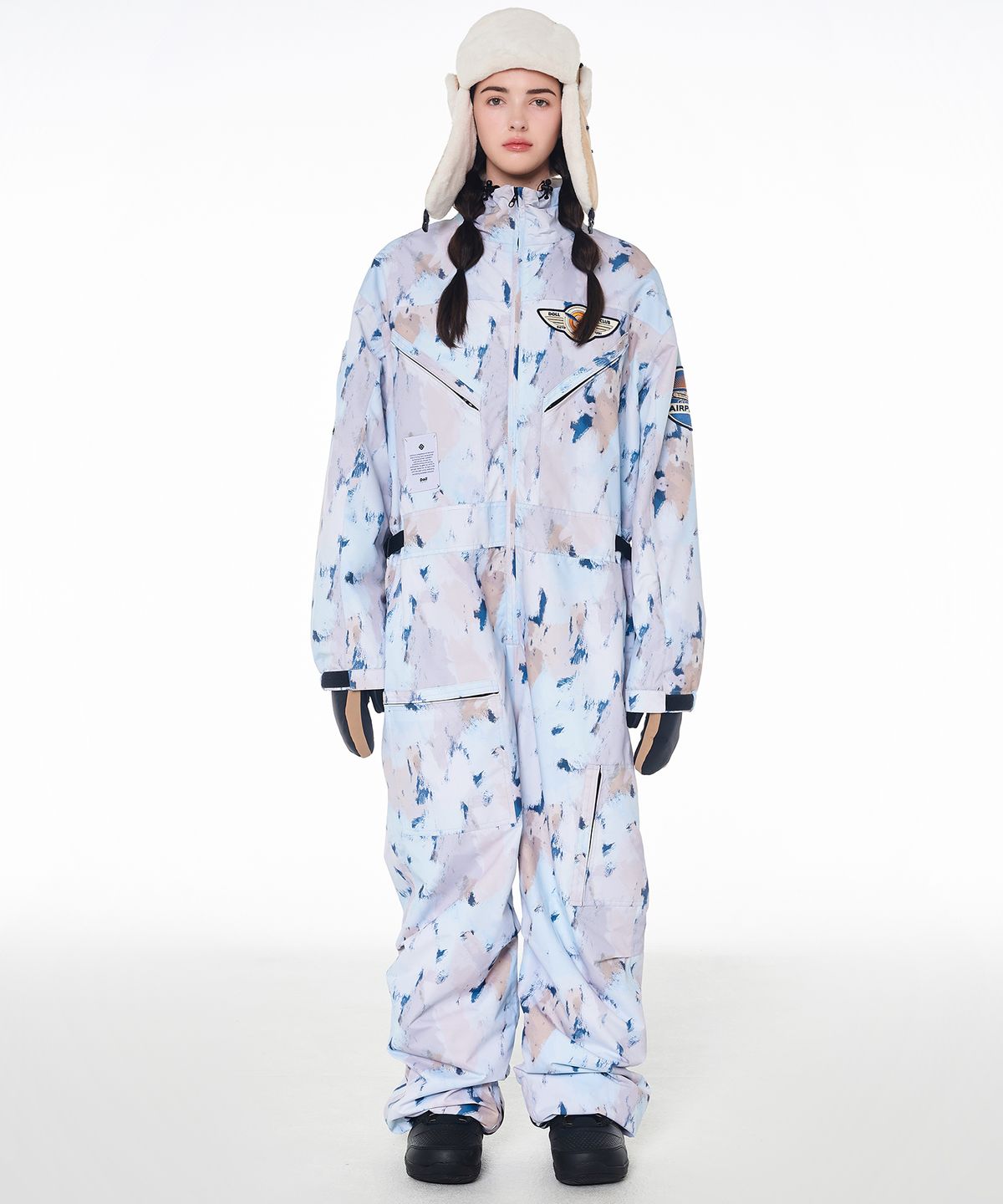 돌아우터웨어(DOLL OUTERWEAR) 2425 볼칸 보드복 워크 점프슈트  카모 프린트 남녀공용