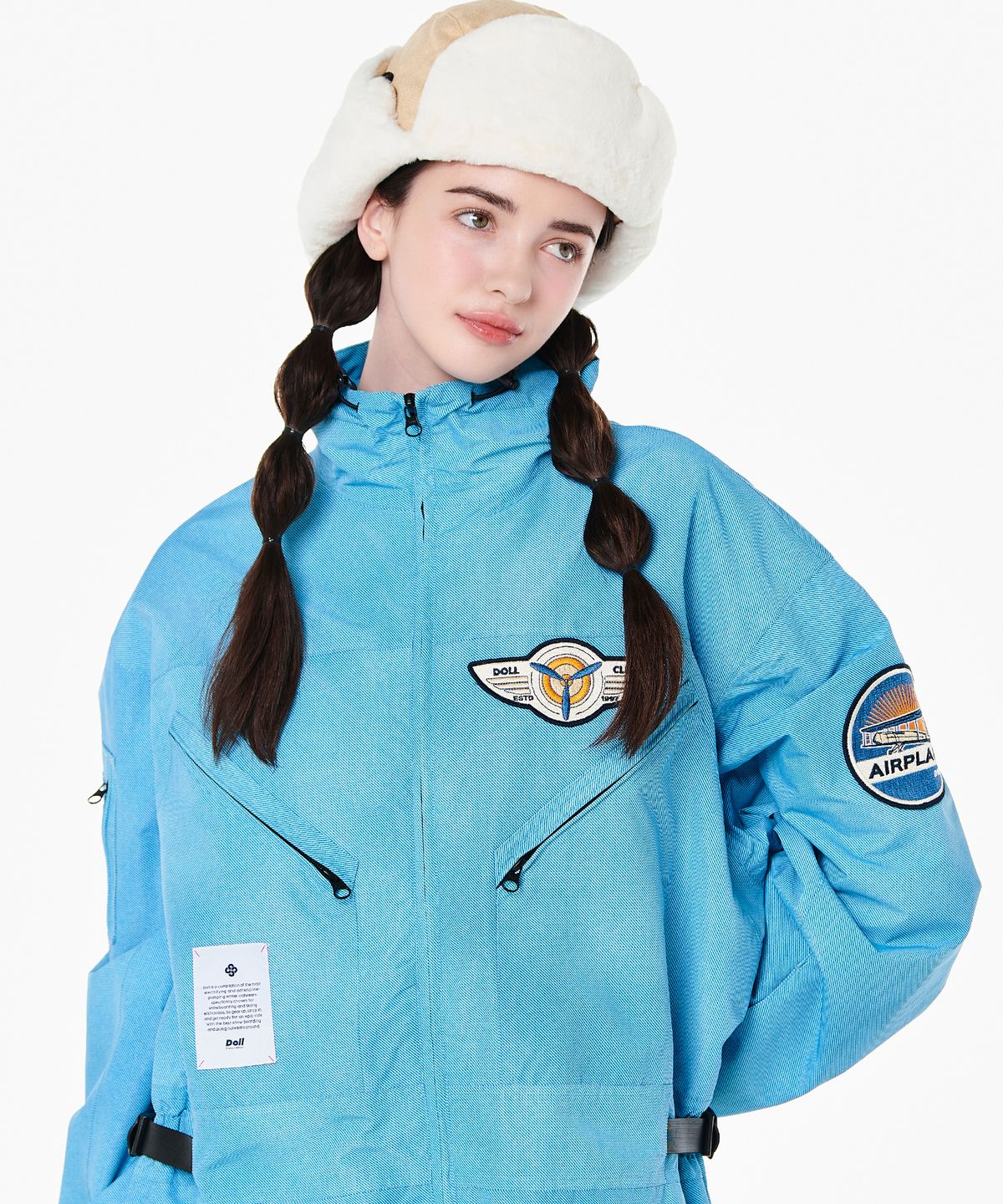 돌아우터웨어(DOLL OUTERWEAR) 2425 볼칸 보드복 워크 점프슈트 데님 프린트 남녀공용