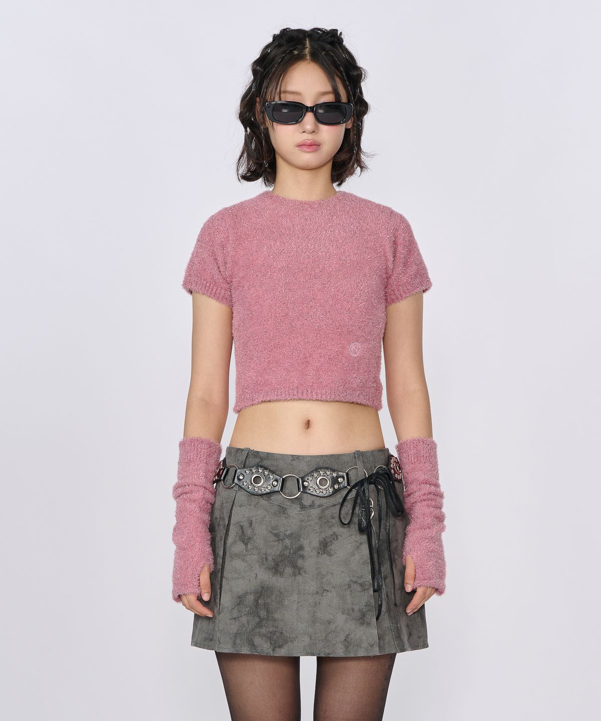 언유주얼 노말(UNUSUALNORMAL) SPARKLE SYMBOL KNIT TOP_PINK
