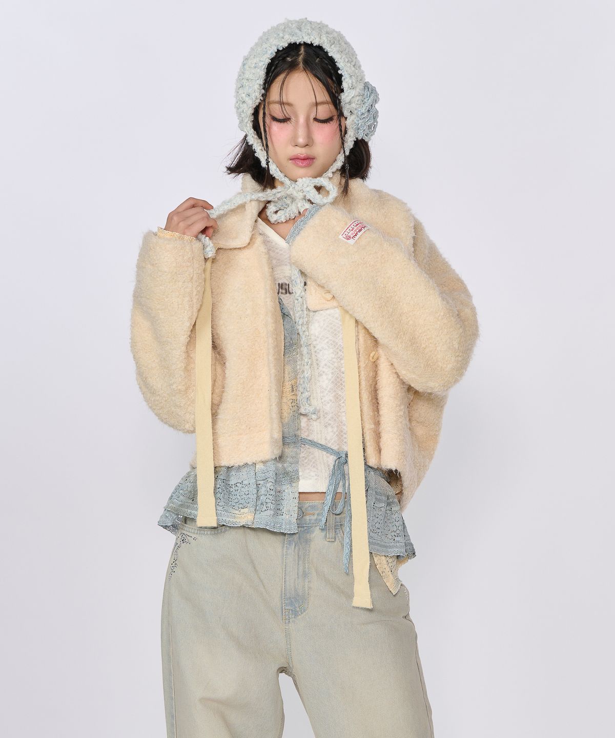 언유주얼 노말(UNUSUALNORMAL) CREAMY CARDIGAN WARMER SET _ BUTTER
